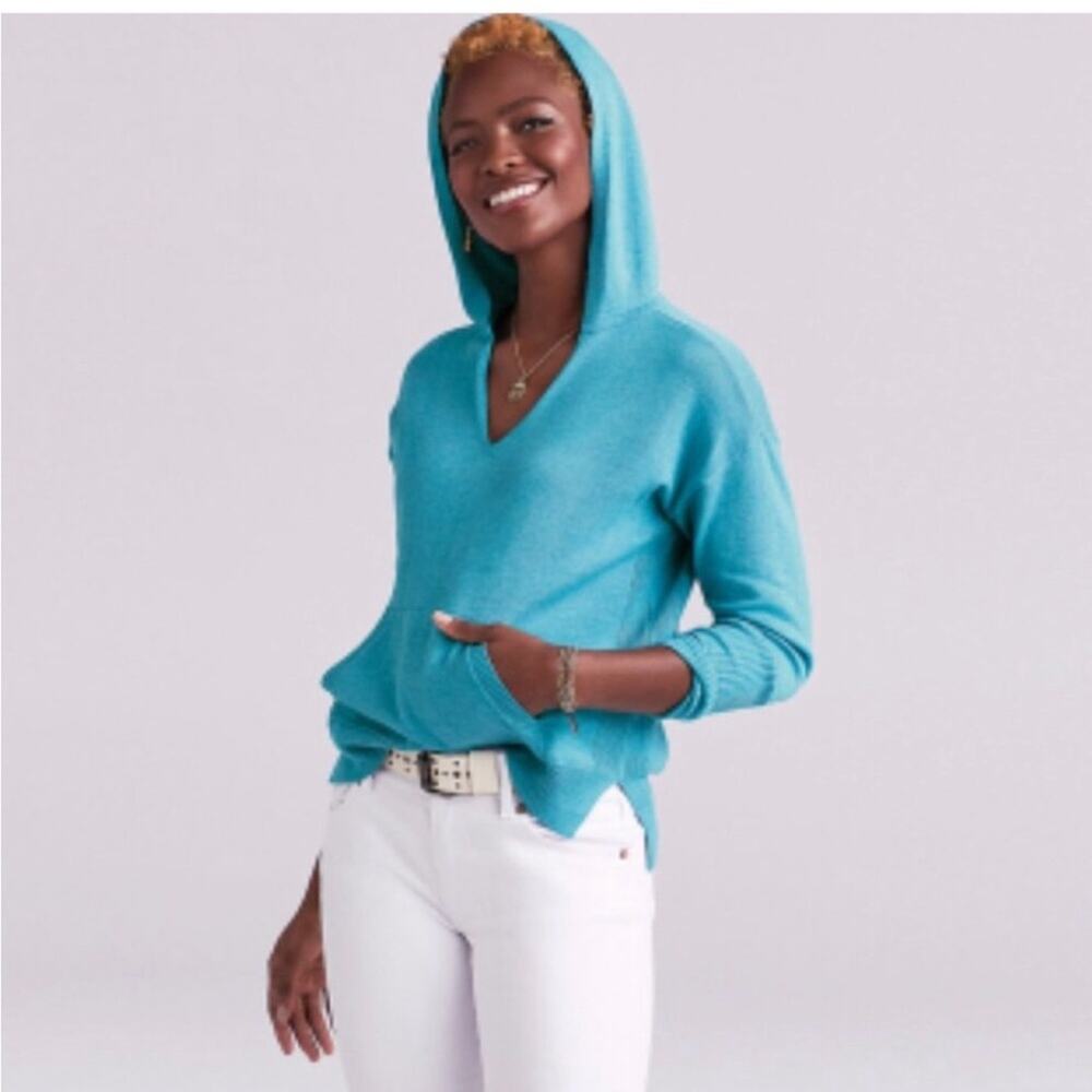 Cabi Hop to Hoodie blue pullover hoodie sweater knit top size Large #5835